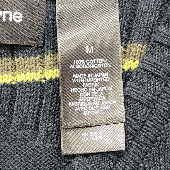 Vintage Claiborne Sweater Mens M Dark Blue Green Stripes V-Neck Pullover Preppy - Picture 4 of 9